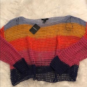Rainbow Mesh Knit Sweater NWT
